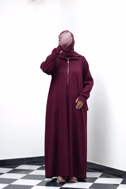 Burgundy Knit Abaya