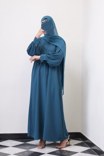 Really Teal Bow Everyday Abaya