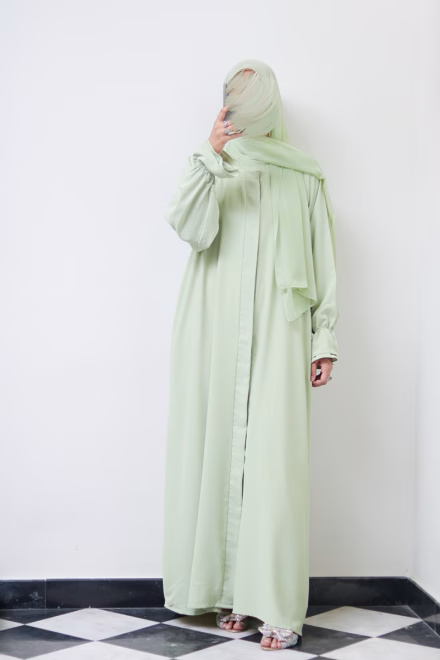 Pistachio Gelato Petal Buttoned Abaya