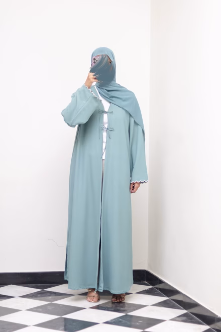 Oceanside Embroidered Kimono Abaya
