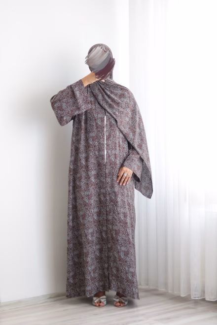 Choco Mint Floral Kimono Abaya